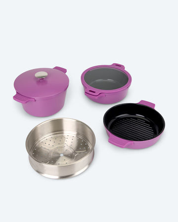 Kaufen beere Kochgeschirr-Set 6tlg. Topf Pfanne Edelstahl Induktionsboden Backofen Stapelbar