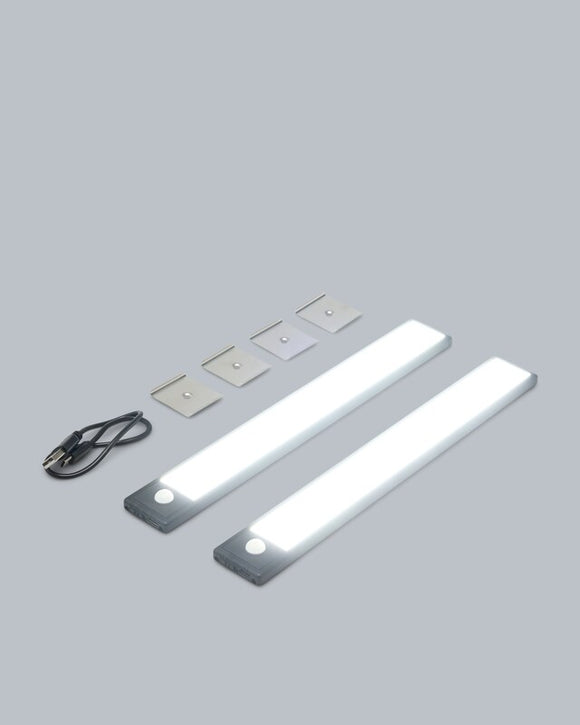 2x Sensor-Lichtleiste mit Bewegungsmelder Aufladbar USB Magnetisch Ultradünn