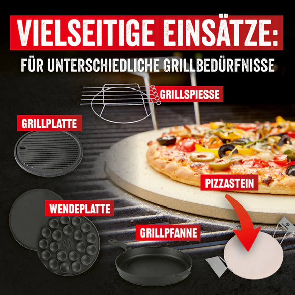 LANDMANN Modulus Grillrostsystem Triton 2.1 Pizzastein WOK Grillspießset