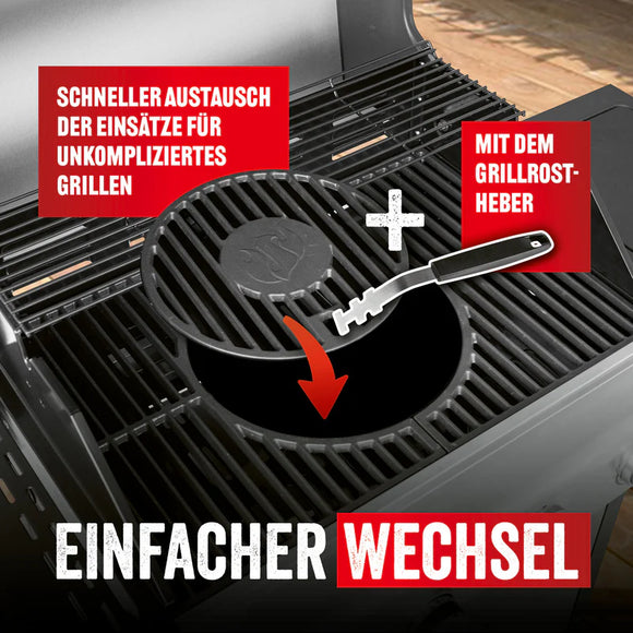 LANDMANN Modulus Grillrostsystem Triton 2.1 Pizzastein WOK Grillspießset