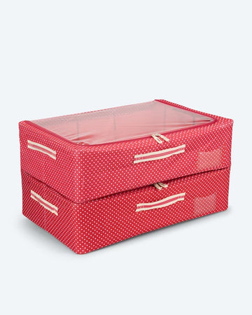 Kaufen rot 2x Unterbett Aufbewahrungsbox 2-Wege-Reißverschluss mit Sichtfenster 38L Volumen