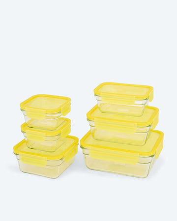 Kaufen gelb Glasdosen-Set 6tlg. Glas Backofen Mikrowelle Auslaufsicher &amp; Luftdicht BPA-frei