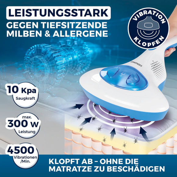 CLEANmaxx Milben-Handstaubsauger Antimilben-Sauger mit UV-C-Licht & Filter ROT