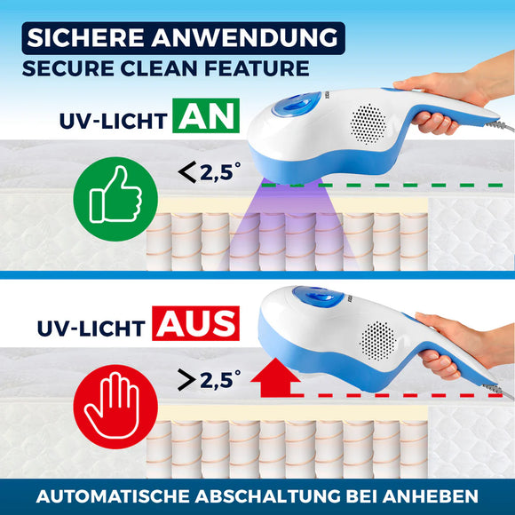 CLEANmaxx Milben-Handstaubsauger Antimilben-Sauger mit UV-C-Licht & Filter ROT
