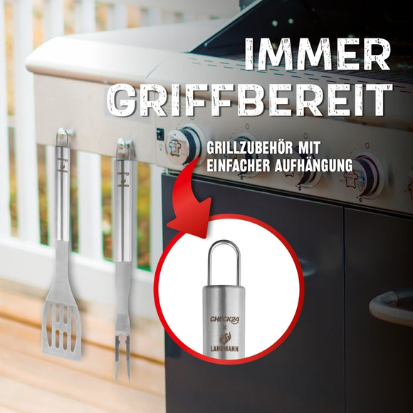 Landmann Grillbesteck-Set 6-teilig Grillkoffer Edelstahl Silber 35 cm