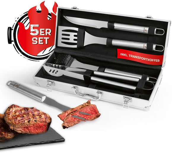 Landmann Grillbesteck-Set 6-teilig Grillkoffer Edelstahl Silber 35 cm