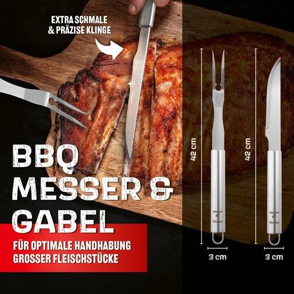 Landmann Grillbesteck-Set 6-teilig Grillkoffer Edelstahl Silber 35 cm