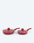 Pfannenset 2x Pfanne und 2x Glasdeckel für Induktion Platzsparend Stapelbar-7