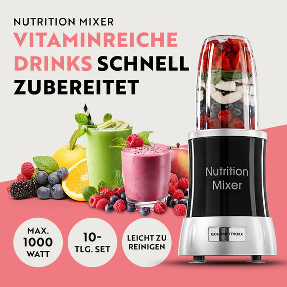 GOURMETmaxx Nutrition Mixer Smoothie Maker Standmixer Milchshaker 11-tlg. 1000W
