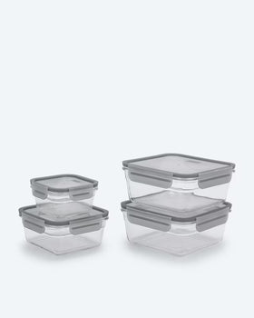 Kaufen grau Frischhaltedosenset 4,5L 4tlg Hartglas Ofen &amp; Mikrowelle bis 230°C BPA-frei