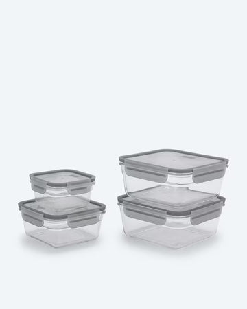 Kaufen grau Frischhaltedosenset 4,5L 4tlg Hartglas Ofen &amp; Mikrowelle bis 230°C BPA-frei