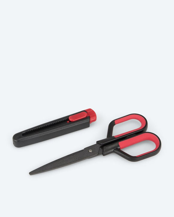 2x Multi Schere 2in1 Küchenschere mit Cutter Antihaft Klinge Haushalt Set