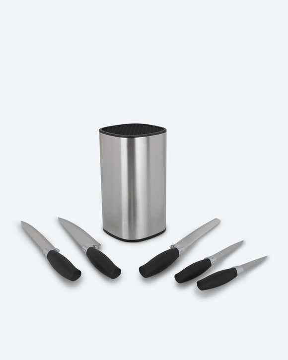 Messerblock mit 5 Messern Edelstahl Messerhalter Robust Langlebig Küche Kochen