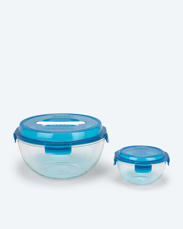 Kaufen blau Schüssel-Set Frischhaltedose mit Tragegriff 2tlg 6L und 1L Hartglas