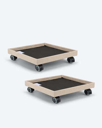 Kaufen beige 2x Rollenuntersatz 4 Lenkrollen mit Feststellbremsen 150 kg Tragfähigkeit