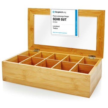 Teebeutel Spender 10 Fächer Aufbewahrungsbox Teekiste Teekasten Bambus Holz Box
