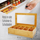 Teebeutel Spender 10 Fächer Aufbewahrungsbox Teekiste Teekasten Bambus Holz Box-4