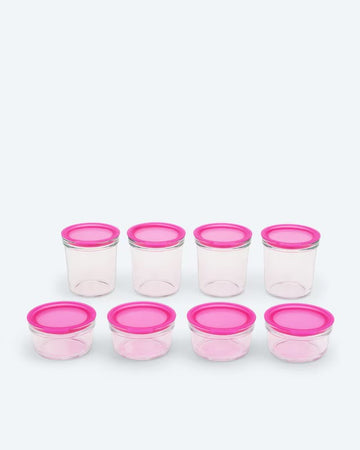 Vorratsdosen Frischhaltedosen Set Glas 8tlg Rund Stapelbar Luftdicht Fuchsia