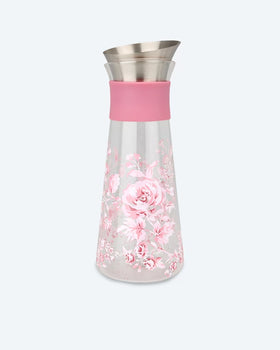 Wasserkaraffe Glaskanne Wasserkrug Rosen-Design 1L Spülmaschinenfest Rutschfest