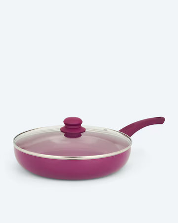 Kaufen violett Bratpfanne Pfanne 28 cm mit Glasdeckel Induktion Aluminium mit Soft-Touch-Griff
