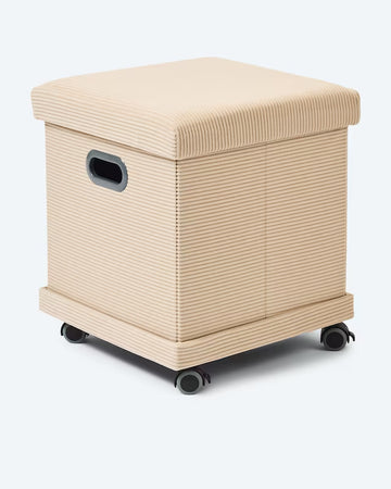 Kaufen beige Sitz- und Aufbewahrungshocker Kord mit Rollen Faltbar Traglast bis 150 kg