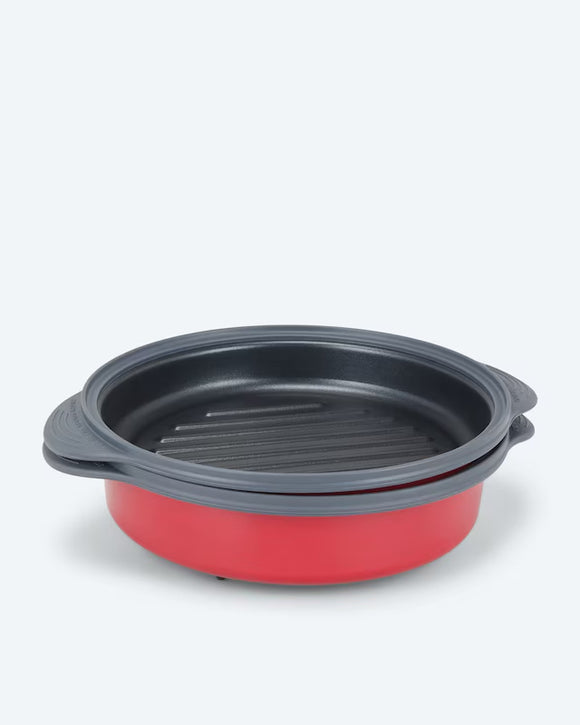 3in1 Mikrowellenkocher Mikrowellen Pfanne Mikrowellengrillpfanne Dunkelrot