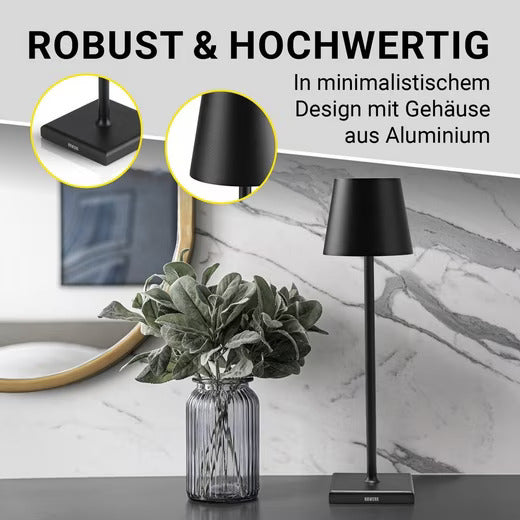N8WERK USB-Tischleuchte LED-Akku-Tischlampe Dimmbar IP54 Touch-Funktion WEIß