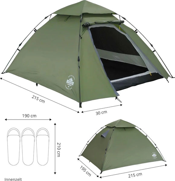 Lumaland Pop Up Kuppelzelt Wurfzelt 3 Personen