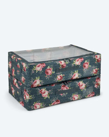 Kaufen grun 2x Unterbett Aufbewahrungsbox 2-Wege-Reißverschluss mit Sichtfenster 38L Volumen