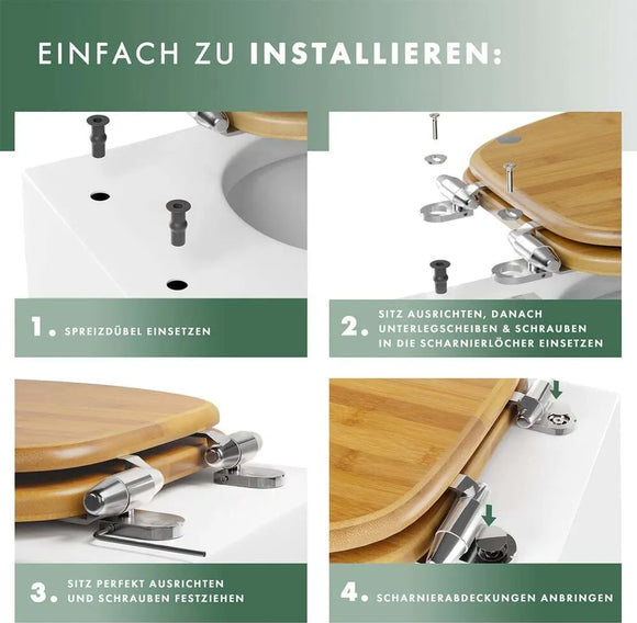 Benkstein WC Sitz Bambus Toiletten Deckel