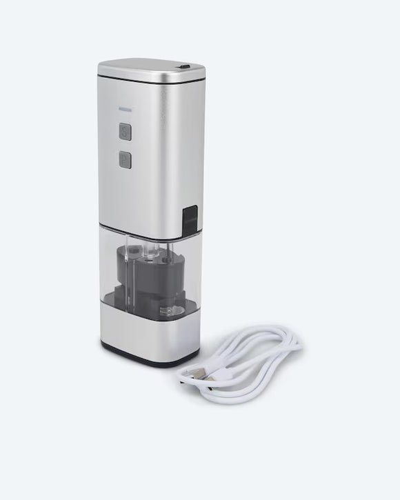 2in1-Akku-Salz- & Pfeffermühle Gewürzmühle mit Ladekabel und Bürste Silber