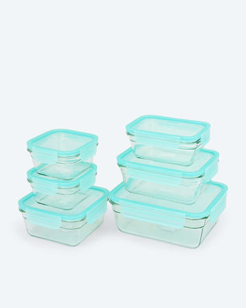 Kaufen eisblau Glasdosen-Set 6tlg. Glas Backofen Mikrowelle Auslaufsicher &amp; Luftdicht BPA-frei