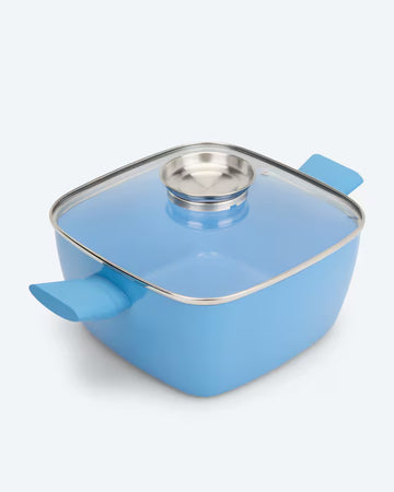 Kaufen blau Viereckpfanne mit Aromadeckel Dampfablassfunktion Braten Schmoren Garen Induktion
