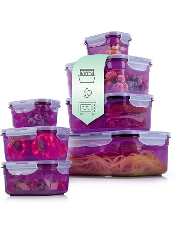 GOURMETmaxx Klick-it Aufbewahrungsdosen-Set 7 Frischhaltedosen 14-tlg. Lila