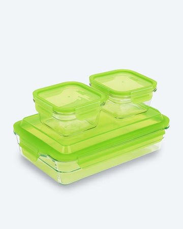Kaufen grun Glasdosen-Set Frischhaltedosen 3tlg Glas Luftdicht Auslaufsicher Mikrowellenfest