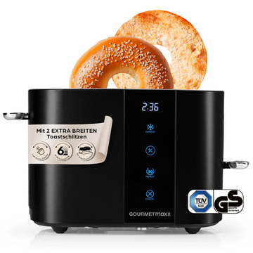 Kaufen schwarz GOURMETmaxx Toaster 2 Scheiben Doppelschlitz Toast Brot Röster mit Touch Display