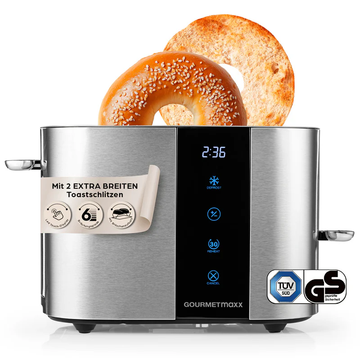 Kaufen silber GOURMETmaxx Toaster 2 Scheiben Doppelschlitz Toast Brot Röster mit Touch Display