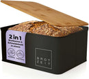 Lumaland Brotkasten Metall mit Bambusdeckel als Schneidbrett Brot Dose Box-2