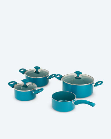 Kaufen petrol Topfset 7tlg. mit Glasdeckel Soft-Touch-Griffe Induktion 16 - 24 cm Kochen Küche