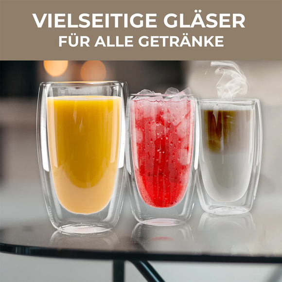 Exitoso Gläser 6er Set doppelwandig Thermogläser Kaffee Tee Froze Latte Smoothie