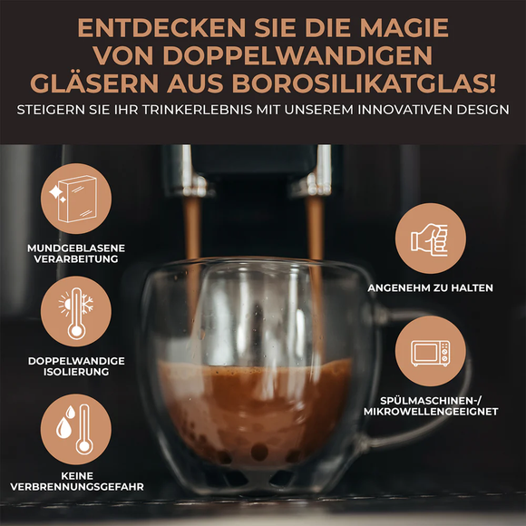 Exitoso Gläser 6er Set doppelwandig Thermogläser Kaffee Tee Froze Latte Smoothie