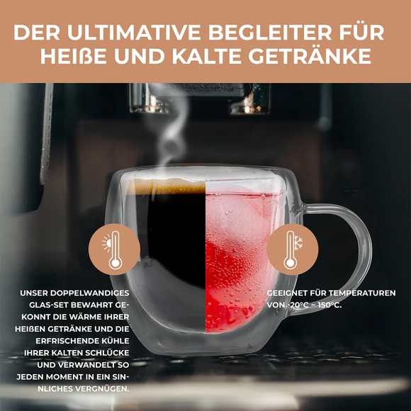 Exitoso Gläser 6er Set doppelwandig Thermogläser Kaffee Tee Froze Latte Smoothie