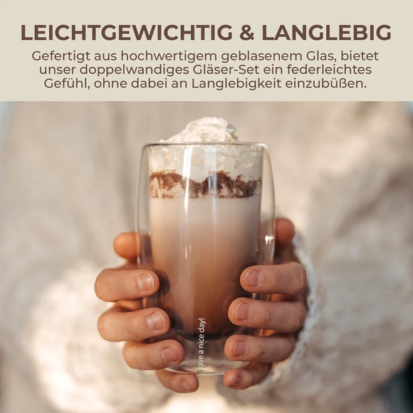 Exitoso Gläser 6er Set doppelwandig Thermogläser Kaffee Tee Froze Latte Smoothie