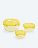 Schüssel-Set Frischhaltedose mit Griff 3tlg Auslaufsicher Luftdicht Hartglas-3