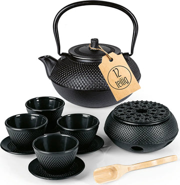Asia Tee Set 12tlg. Teekanne Tasse Gußeisen