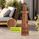 Hoberg LED Leuchtturm 80cm Metall Garten Deko Leuchte Lampe IP44 Timer Rost Look-5