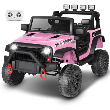 12V Elektroauto für Kinder 2 Sitzer Kinderfahrzeug mit Fernbedienung & LED-Licht