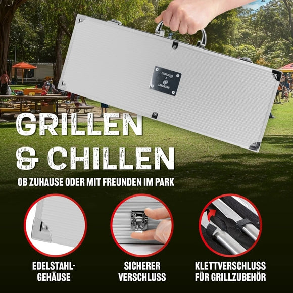 Landmann Grillbesteck-Set 6-teilig Grillkoffer Edelstahl Silber 35 cm