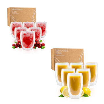 Exitoso Gläser 6er Set doppelwandig Thermogläser Kaffee Tee Froze Latte Smoothie