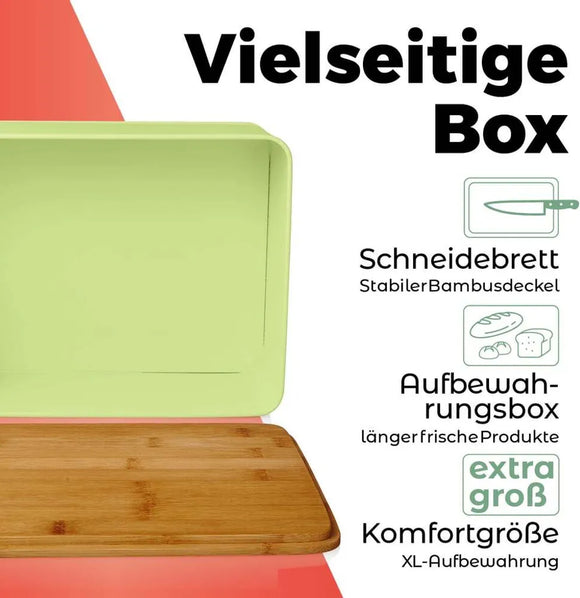 Lumaland Brotkasten Metall mit Bambusdeckel